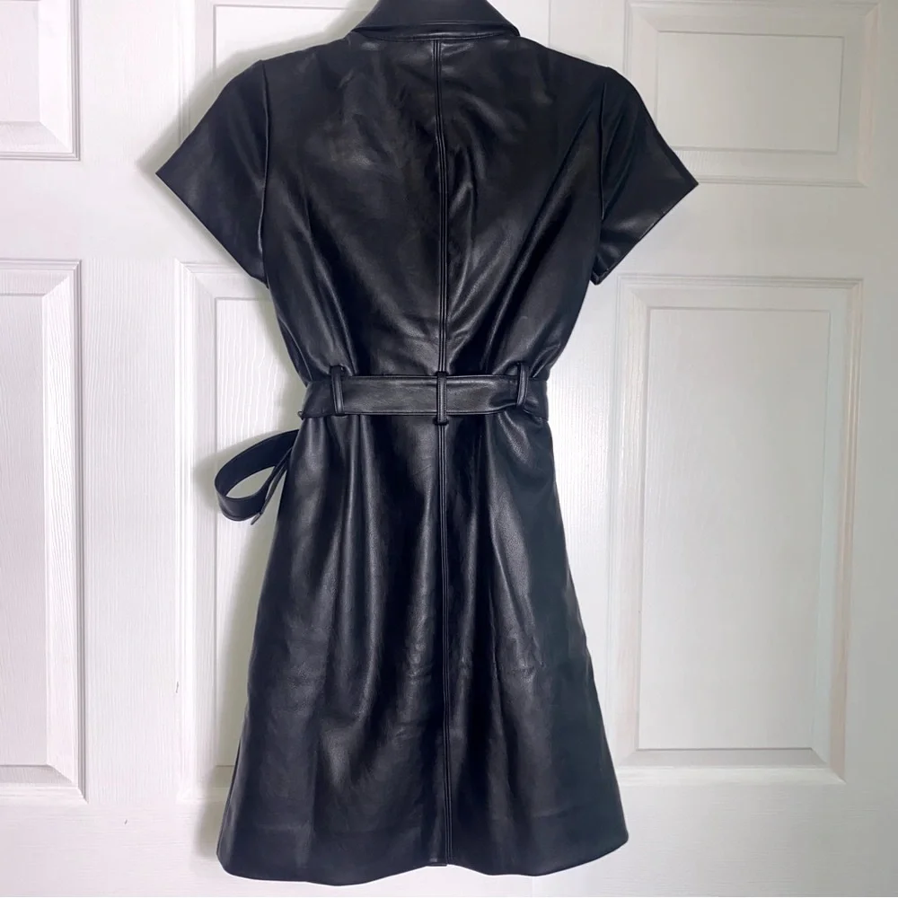 J. Crew Black Faux Leather Shirtdress